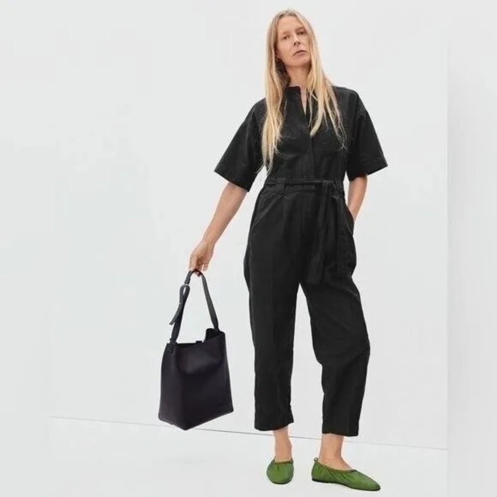 Everlane Fatigue Short Sleeve Jumpsuit Black size 6, Japanese Chore style